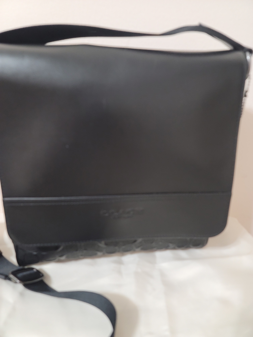 Coach Men's Black Signature Messenger Bag NWOT - Picture 2 of 16